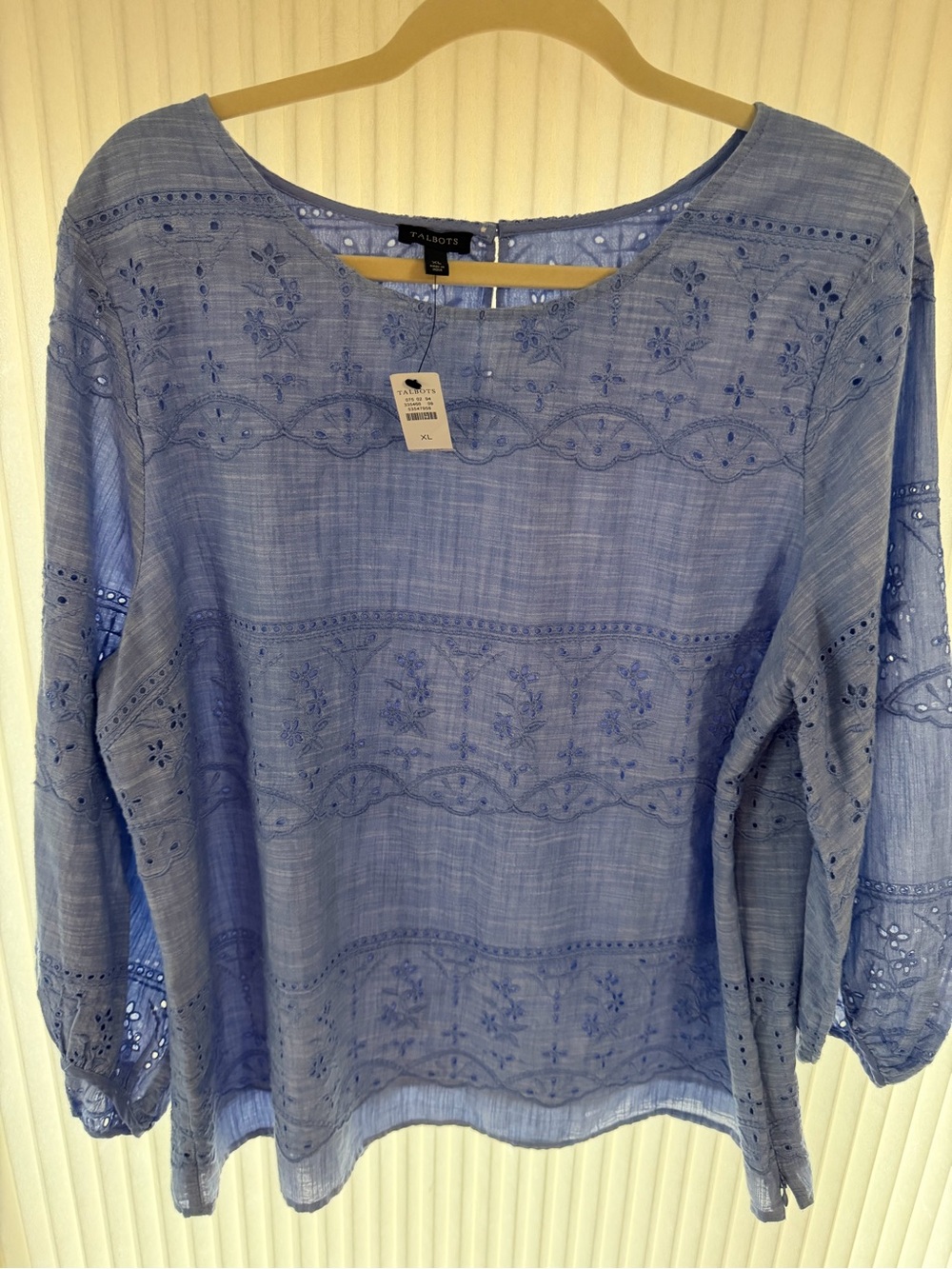 Blue Talbots Embroidered Women's Top Lightweight Boho/Peasant Style Blouse - Picture 4 of 6
